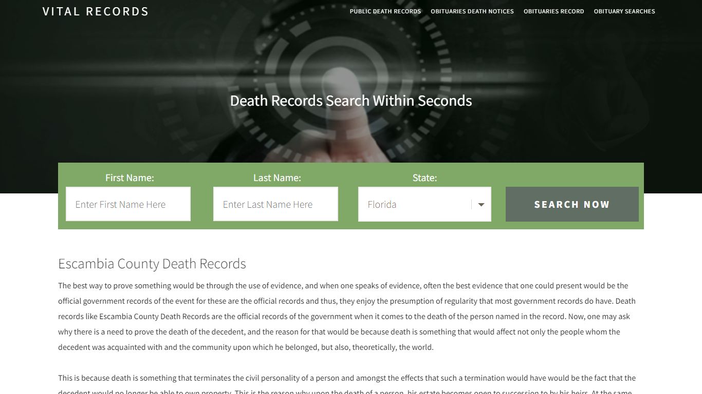 Escambia County Death Records